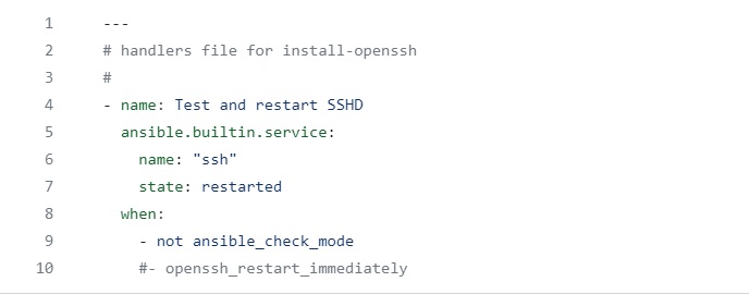 Manifest du handler qui restart ssh.