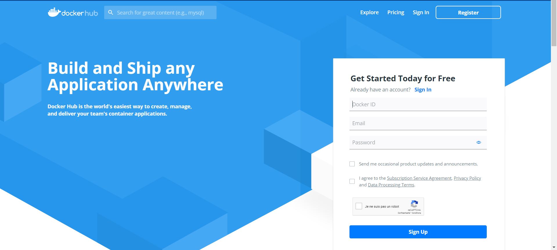 Inscription à dockerhub