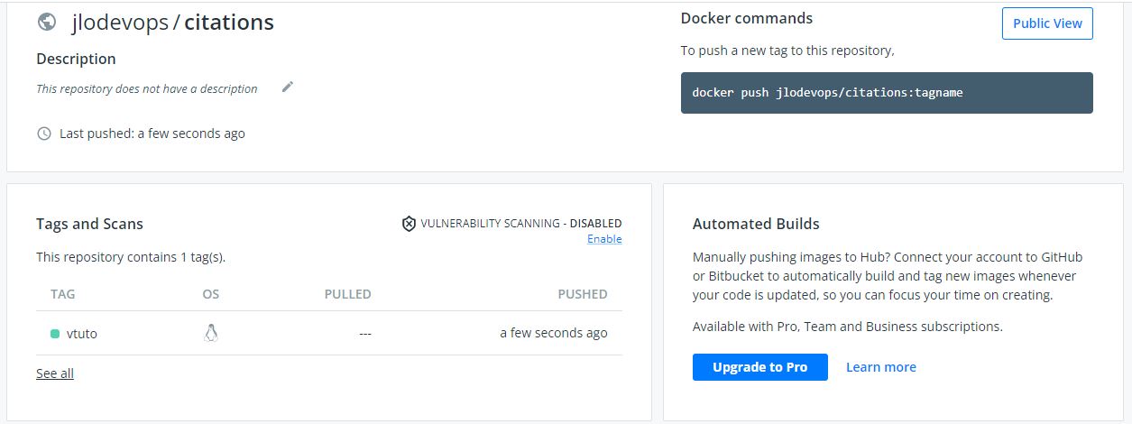 Dockerhub avec la nouvelle image.