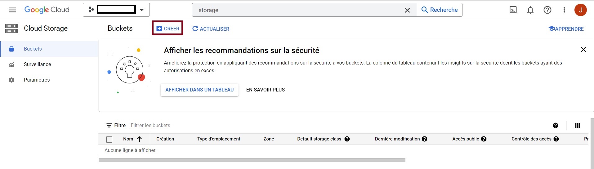 Création d'un cloud storage bucket dans GCP, cloud google qui va de pair avec nos outils devops.