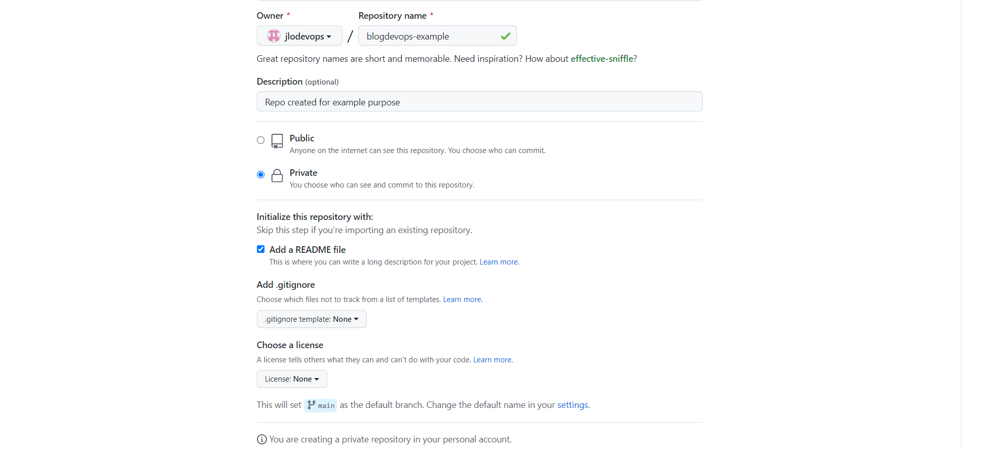 Image 3 de la création d'un repo sur l'outil devops github.