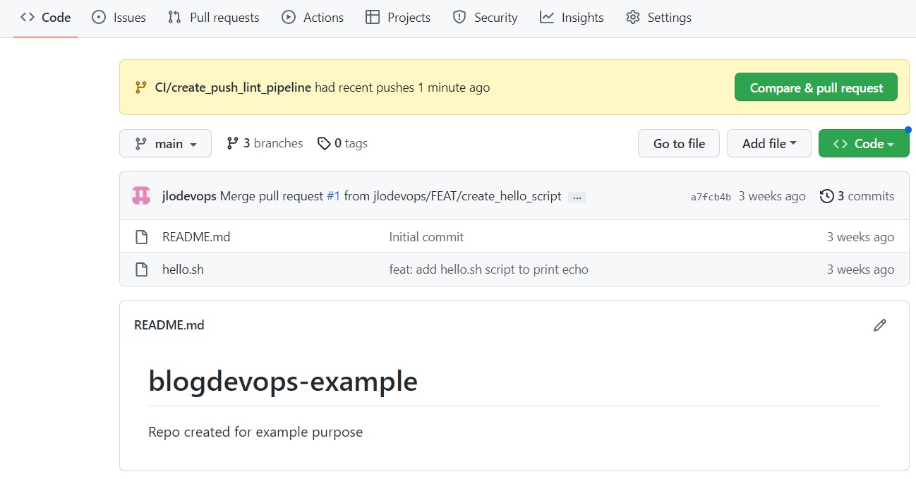 Interface web de l'outils devops github, possibilité de créer une pull request pour merger notre nouvelle branche.