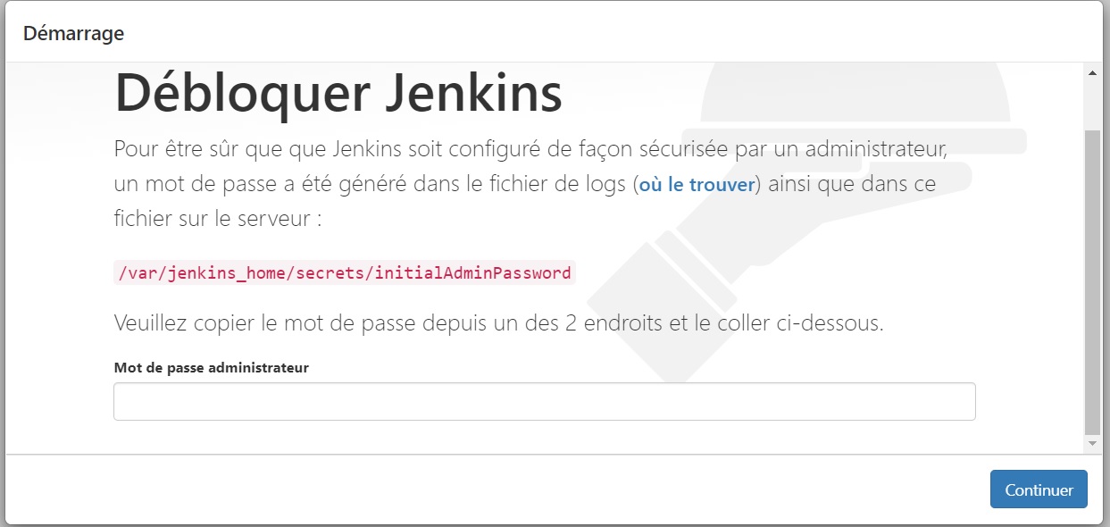 Premier login à jenkins